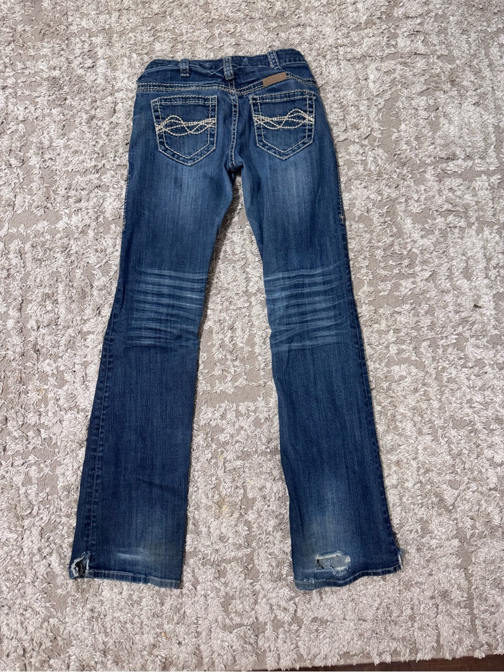 Cowgirl Tuff Dark Blue Bootcut Jeans with Embroidered Back Pockets